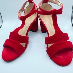 Red Velvet Women's Sandales with 2”Heels Pre-Loved Excellent Condition Size 39